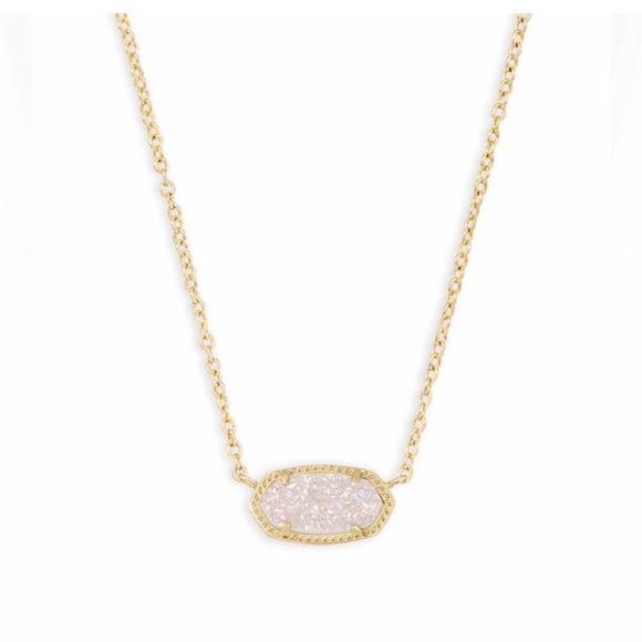 Kendra Scott Jewelry - Kendra Scott Elisa White Iridescent Drusy Short Necklace Gold Tone NEW